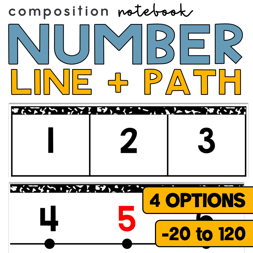 composition notebook decor number line and path