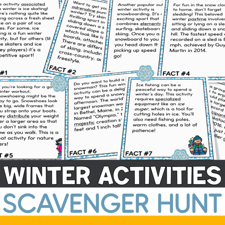 winter activities scavenger hunt