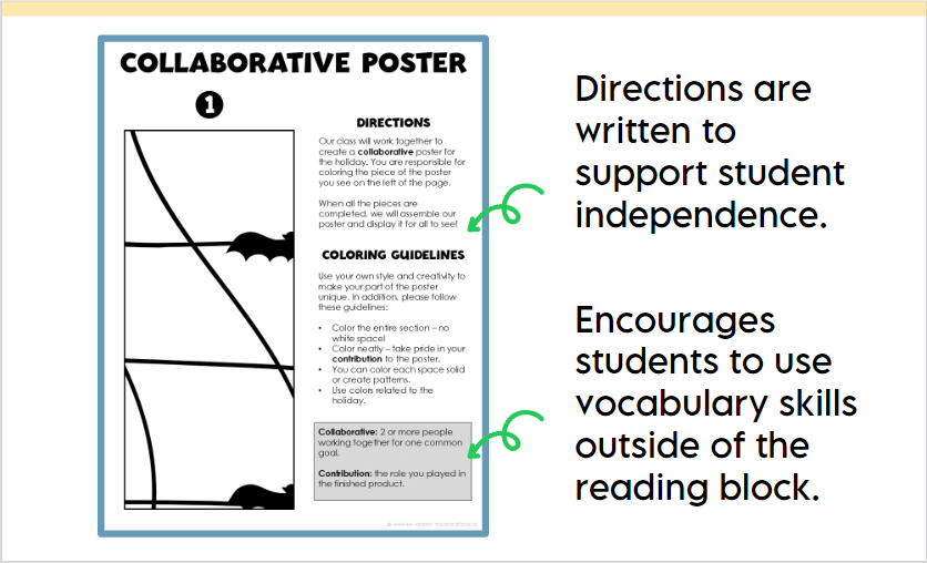 student directions for halloween collaborative poster