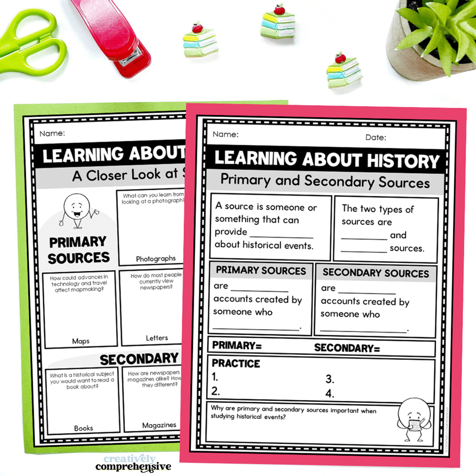 teaching primary and secondary sources guided notes