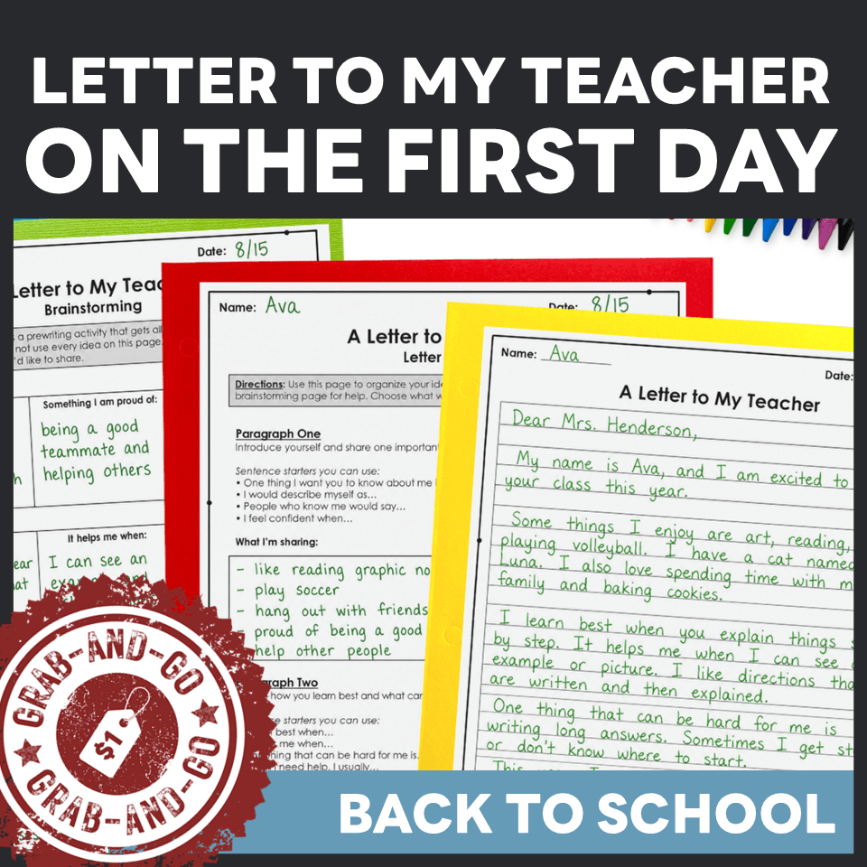Letter to My Teacher on the First Day of School