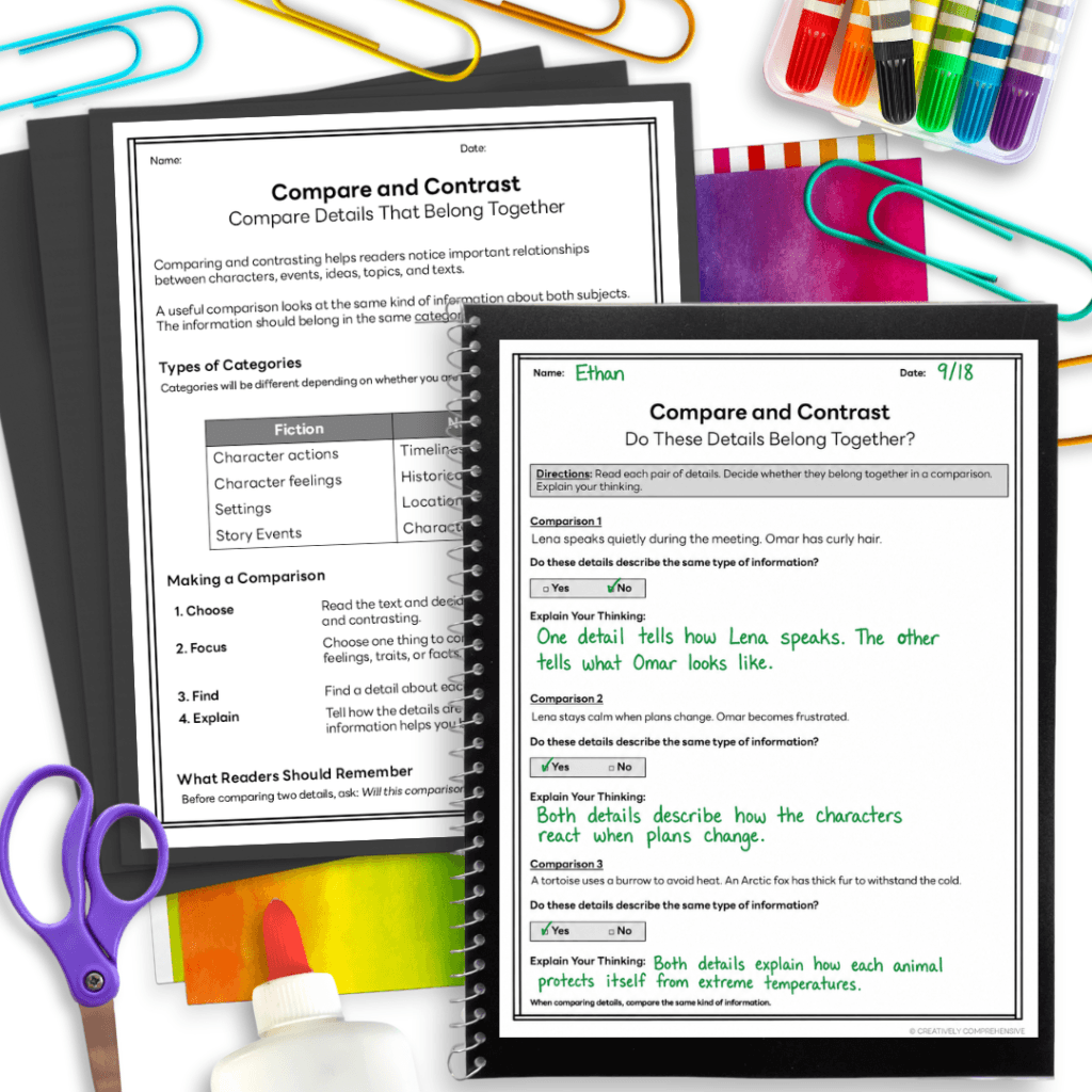 compare and contrast lesson for upper elementary